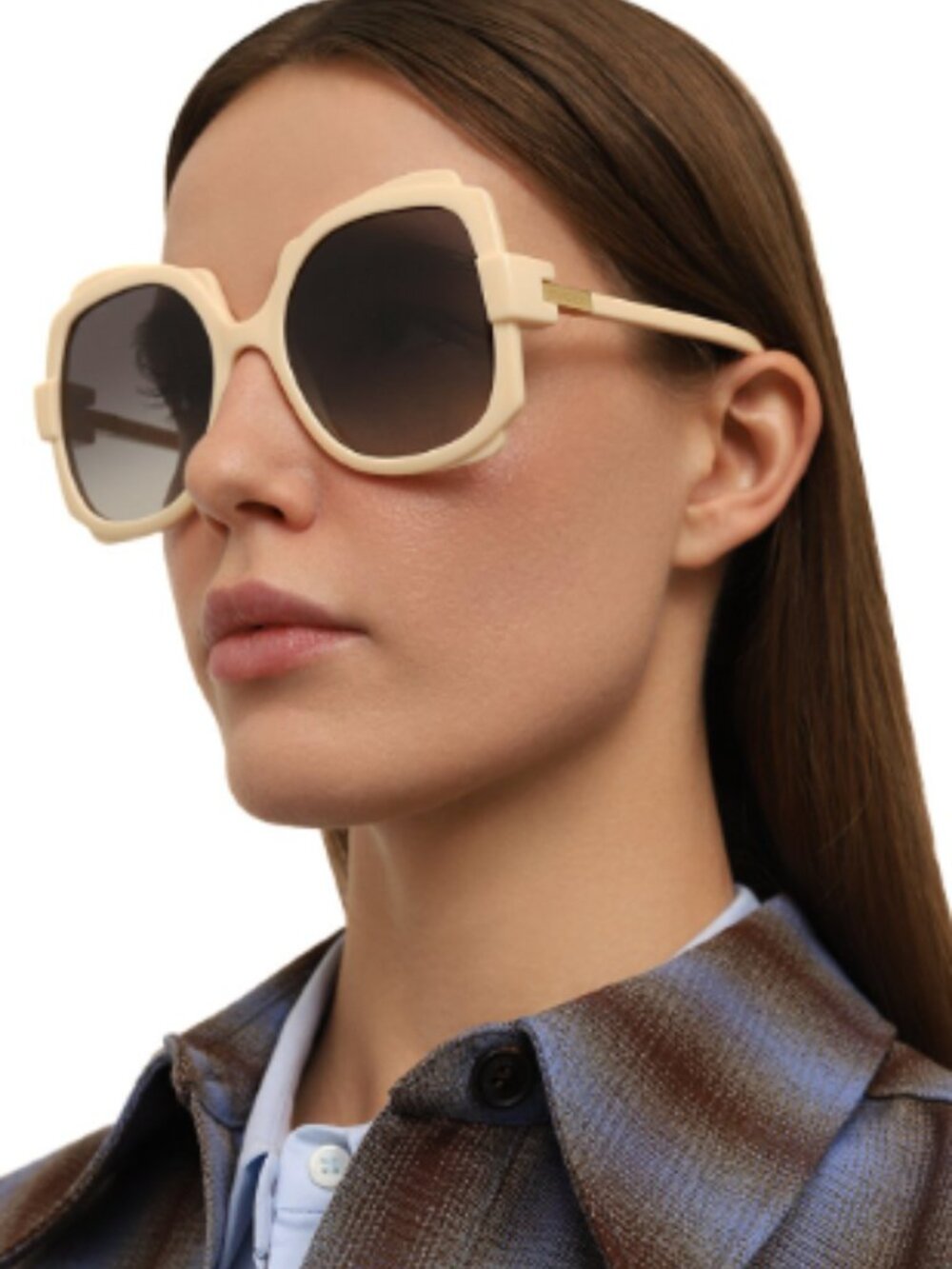 NEW GUCCI GEOMETRIC SUNGLASSES GUCCI GG1431S 004 IVORY GREY EYEWEAR
